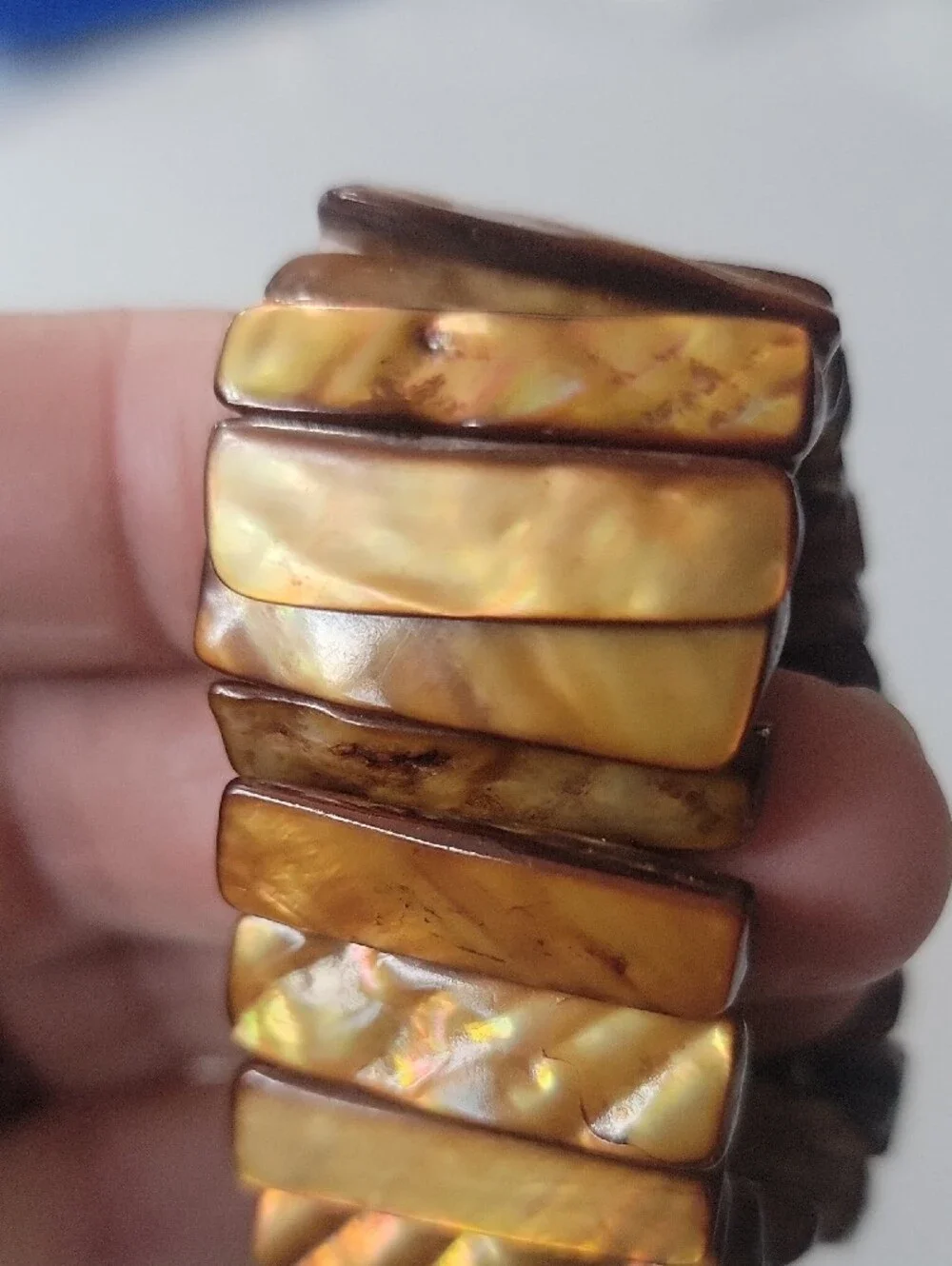Brown Iridescent Shell Stretch Bracelet - Women Accessories